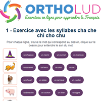 1. Exercice de lecture avec les syllabes cha che chi cho chu