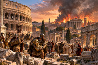 Pillage de Rome au Ve si&egrave;cle par les peuples barbares