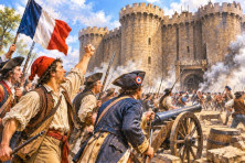 La foule parisienne prend d'assaut la forteresse de la Bastille le 14 juillet 1789.