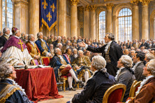 En mai 1789, les d&eacute;put&eacute;s du clerg&eacute;, de la noblesse et du tiers &eacute;tat se r&eacute;unissent &agrave; Versailles pour les &Eacute;tats g&eacute;n&eacute;raux.